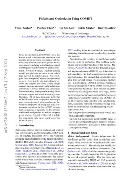 Pitfalls and Outlooks in Using COMET