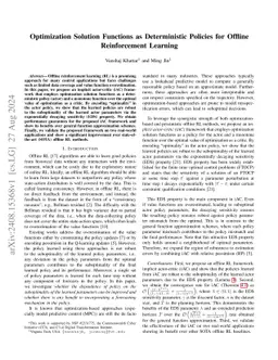 Optimization Solution Functions as Deterministic Policies for Offline
  Reinforcement Learning