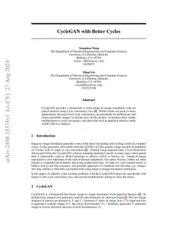 CycleGAN with Better Cycles