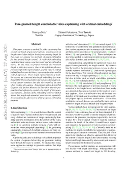 Fine-grained length controllable video captioning with ordinal
  embeddings
