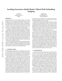 Avoiding Generative Model Writer's Block With Embedding Nudging
