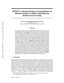 MODULI: Unlocking Preference Generalization via Diffusion Models for Offline Multi-Objective Reinforcement Learning