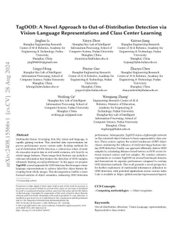 TagOOD: A Novel Approach to Out-of-Distribution Detection via
  Vision-Language Representations and Class Center Learning