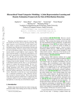 Hierarchical Visual Categories Modeling: A Joint Representation Learning
  and Density Estimation Framework for Out-of-Distribution Detection