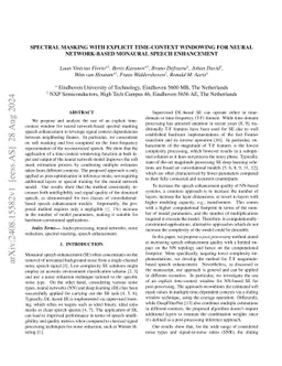 Spectral Masking with Explicit Time-Context Windowing for Neural
  Network-Based Monaural Speech Enhancement