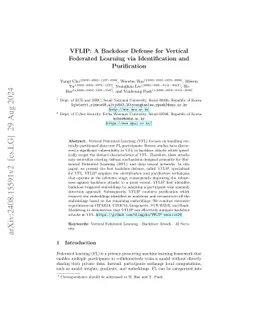 VFLIP: A Backdoor Defense for Vertical Federated Learning via
  Identification and Purification