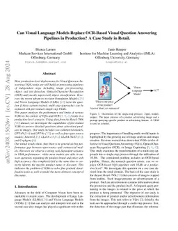 Can Visual Language Models Replace OCR-Based Visual Question Answering
  Pipelines in Production? A Case Study in Retail