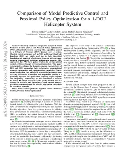 Comparison of Model Predictive Control and Proximal Policy Optimization
  for a 1-DOF Helicopter System