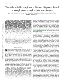 Towards reliable respiratory disease diagnosis based on cough sounds and
  vision transformers