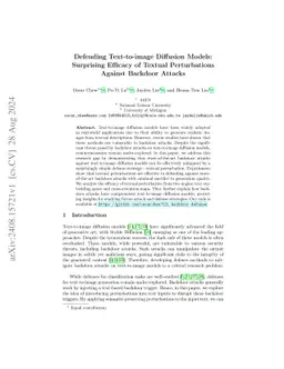 Defending Text-to-image Diffusion Models: Surprising Efficacy of Textual
  Perturbations Against Backdoor Attacks