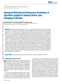 Advanced POD-Based Performance Evaluation of Classifiers Applied to
  Human Driver Lane Changing Prediction