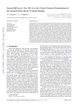 Started Off Local, Now We're in the Cloud: Forensic Examination of the
  Amazon Echo Show 15 Smart Display