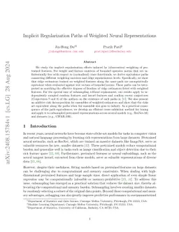 Implicit Regularization Paths of Weighted Neural Representations