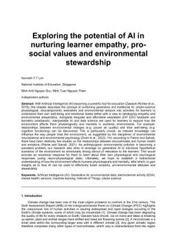 Exploring the potential of AI in nurturing learner empathy, prosocial
  values and environmental stewardship