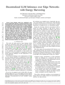 Decentralized LLM Inference over Edge Networks with Energy Harvesting