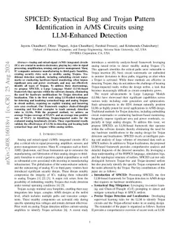 SPICED: Syntactical Bug and Trojan Pattern Identification in A/MS
  Circuits using LLM-Enhanced Detection