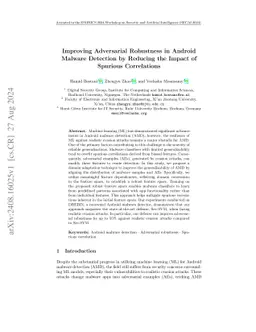 Improving Adversarial Robustness in Android Malware Detection by
  Reducing the Impact of Spurious Correlations