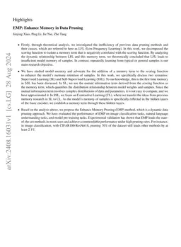 EMP: Enhance Memory in Data Pruning