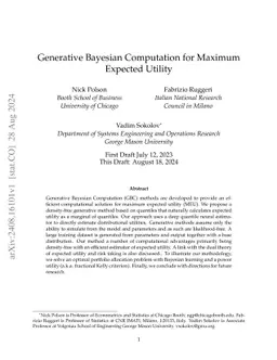 Generative Bayesian Computation for Maximum Expected Utility