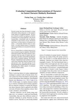 Evaluating Computational Representations of Character: An Austen
  Character Similarity Benchmark