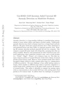 Uni-3DAD: GAN-Inversion Aided Universal 3D Anomaly Detection on
  Model-free Products