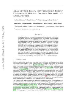 Near-Optimal Policy Identification in Robust Constrained Markov Decision Processes via Epigraph Form