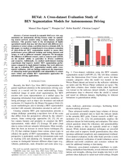 BEVal: A Cross-dataset Evaluation Study of BEV Segmentation Models for
  Autonomous Driving