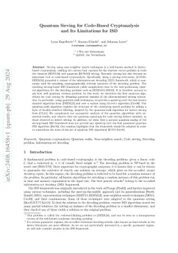 Quantum Sieving for Code-Based Cryptanalysis and Its Limitations for ISD