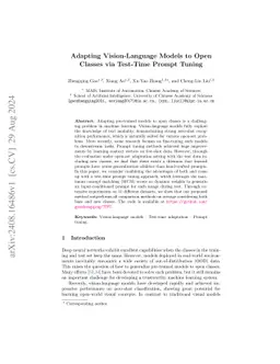 Adapting Vision-Language Models to Open Classes via Test-Time Prompt
  Tuning