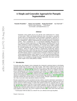A Simple and Generalist Approach for Panoptic Segmentation