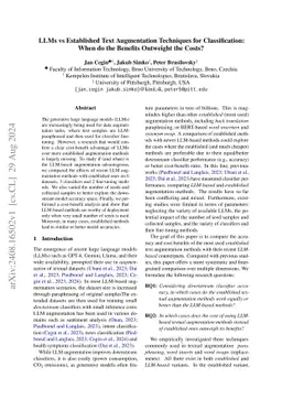 LLMs vs Established Text Augmentation Techniques for Classification:
  When do the Benefits Outweight the Costs?