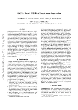 SALSA: Speedy ASR-LLM Synchronous Aggregation