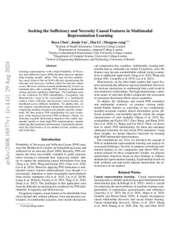 Seeking the Sufficiency and Necessity Causal Features in Multimodal
  Representation Learning