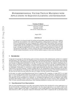 Hyperdimensional Vector Tsetlin Machines with Applications to Sequence
  Learning and Generation