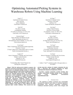 Optimizing Automated Picking Systems in Warehouse Robots Using Machine Learning