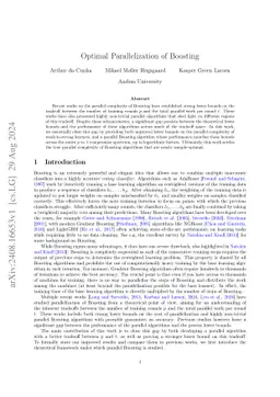 Optimal Parallelization of Boosting