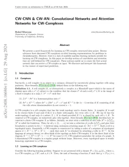 CW-CNN & CW-AN: Convolutional Networks and Attention Networks for
  CW-Complexes