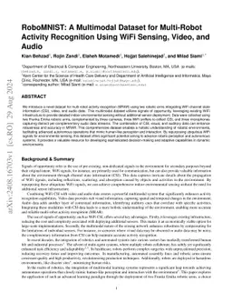 RoboMNIST: A Multimodal Dataset for Multi-Robot Activity Recognition
  Using WiFi Sensing, Video, and Audio
