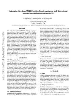 Automatic detection of Mild Cognitive Impairment using high-dimensional
  acoustic features in spontaneous speech