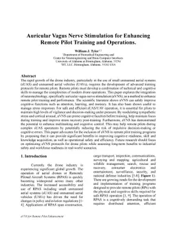 Auricular Vagus Nerve Stimulation for Enhancing Remote Pilot Training
  and Operations