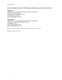 Advance Real-time Detection of Traffic Incidents in Highways using
  Vehicle Trajectory Data