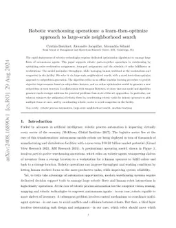 Robotic warehousing operations: a learn-then-optimize approach to
  large-scale neighborhood search