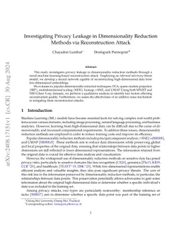 Investigating Privacy Leakage in Dimensionality Reduction Methods via Reconstruction Attack