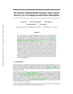The Iterative Optimal Brain Surgeon: Faster Sparse Recovery by
  Leveraging Second-Order Information