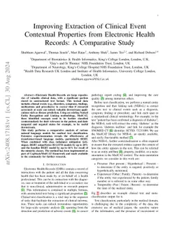Improving Extraction of Clinical Event Contextual Properties from
  Electronic Health Records: A Comparative Study