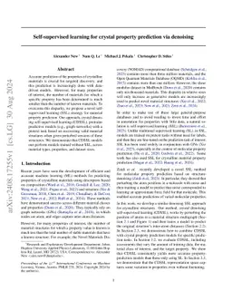 Self-supervised learning for crystal property prediction via denoising