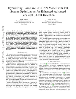 Hybridizing Base-Line 2D-CNN Model with Cat Swarm Optimization for
  Enhanced Advanced Persistent Threat Detection