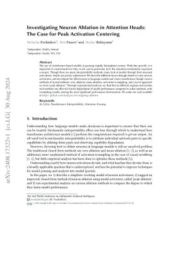 Investigating Neuron Ablation in Attention Heads: The Case for Peak
  Activation Centering