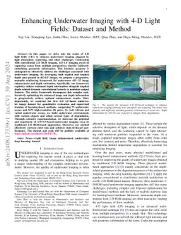 Enhancing Underwater Imaging with 4-D Light Fields: Dataset and Method