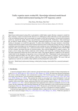 Traffic expertise meets residual RL: Knowledge-informed model-based residual reinforcement learning for CAV trajectory control